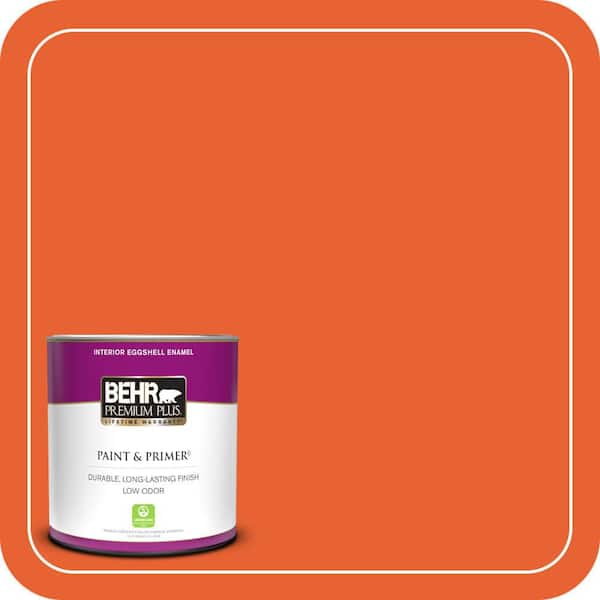 BEHR PREMIUM PLUS 1 qt. #210B-7 Flame Eggshell Enamel Low Odor Interior Paint & Primer