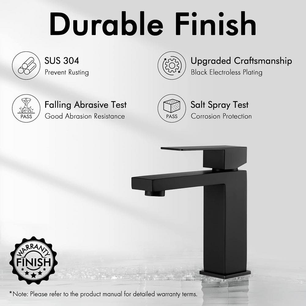 Matte Black Stainless Steel Single Handle Bathroom Faucet