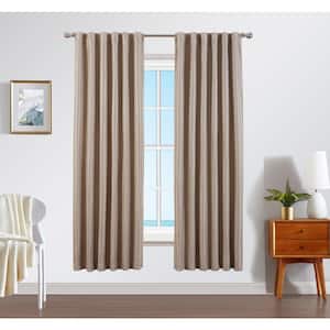 Robin Thermal Woven Natural Room Darkening Back Tab Curtain - 52 in. W x 96 in. L (2-Panels)