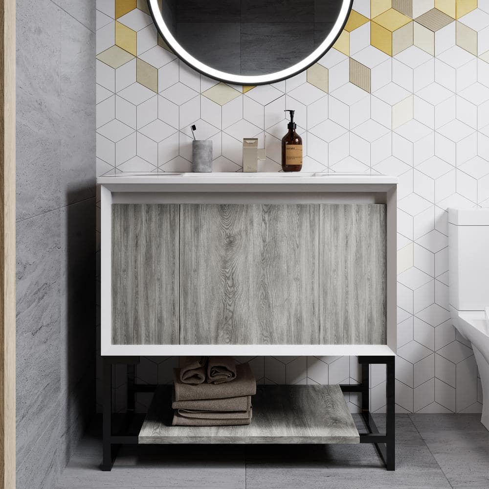 Avancer 36 Wall-Mounted Bathroom Vanity in Calacatta and White Oak – Swiss  Madison - well made forever