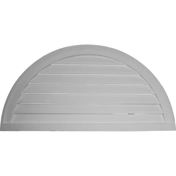 Ekena Millwork 60 in. x 30 in. Half Round Primed Polyurethane Paintable Gable Louver Vent Functional