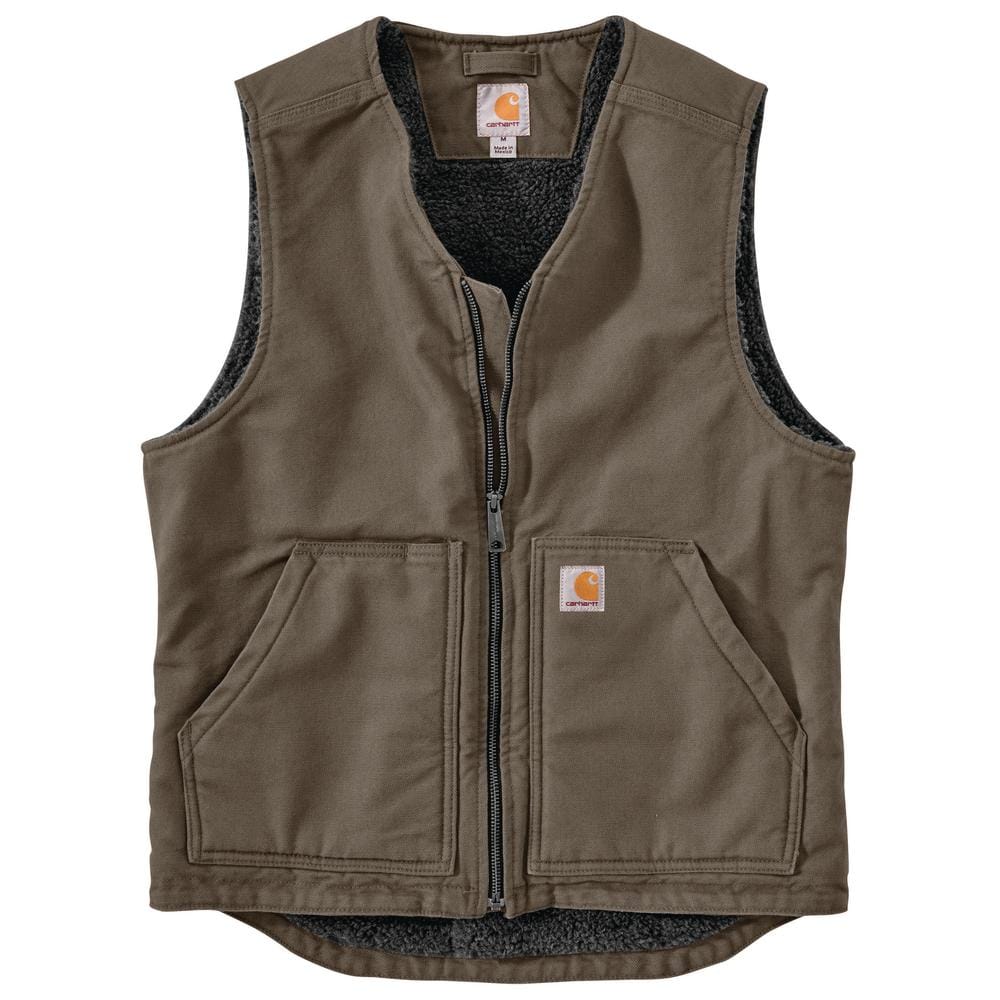 Carhartt Men's XX-Large Driftwood Cotton Relaxed Fit Washed Duck  Sherpa-Lined Vest 104394-DWD - The Home Depot