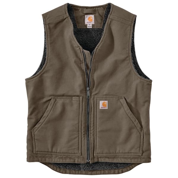 Booth Ved navn lyd Carhartt Men's X-Large Tall Driftwood Cotton Relaxed Fit Washed Duck  Sherpa-Lined Vest 104394-DWD - The Home Depot