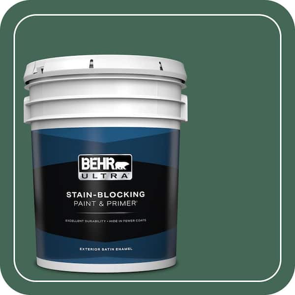 BEHR ULTRA 5 gal. #M420-7 Billiard Green Satin Enamel Exterior Paint & Primer