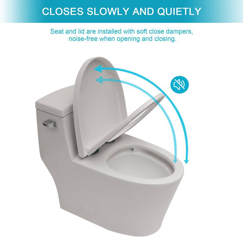 Elongated White Porcelain One-Piece Toilet with Left Handle