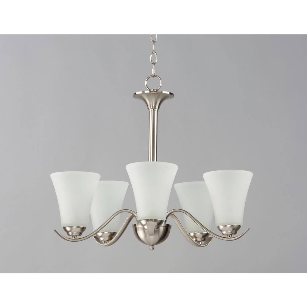 Satin Nickel Frosted Glass 5-Light Chandelier
