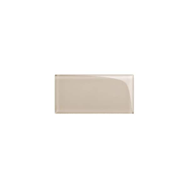 Light Taupe Glass Subway Tile Sample - 3 in. x 6 in. x 8 mm