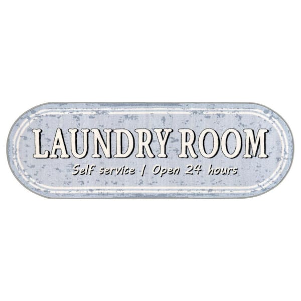 nuLOOM Graphic Machine Washable Laundry Mat Light Blue Doormat 20 in. x 59 in. Laundry Mat