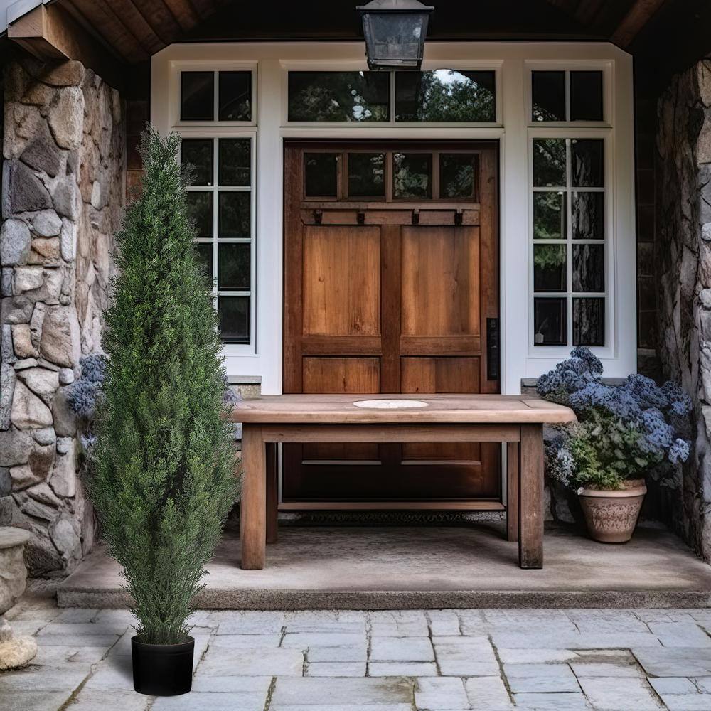 36" Cedar Boxwood Artificial Plant in Black Pot (2 Pack)