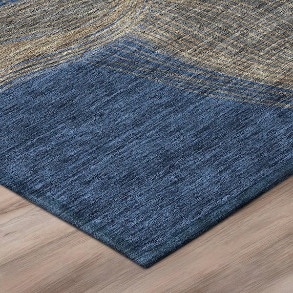 Chantille Machine Washable Indoor/Outdoor Abstract ACN3057 Navy 10 ft. x 14 ft. Area Rug