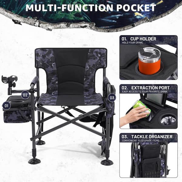Justincity Heavy Duty Folding Ice Fishing Chair Black Camouflage