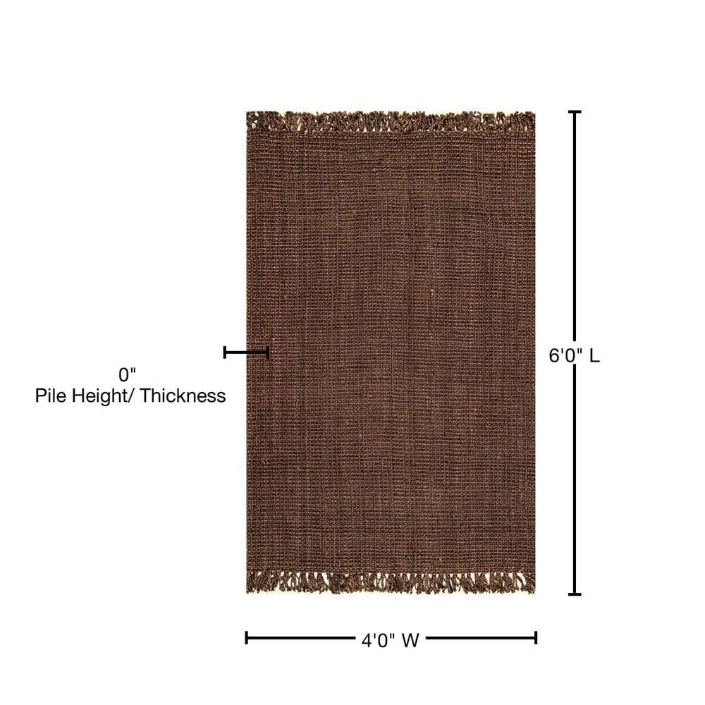 Handmade Chocolate Brown Braided Jute 4' x 6' Area Rug