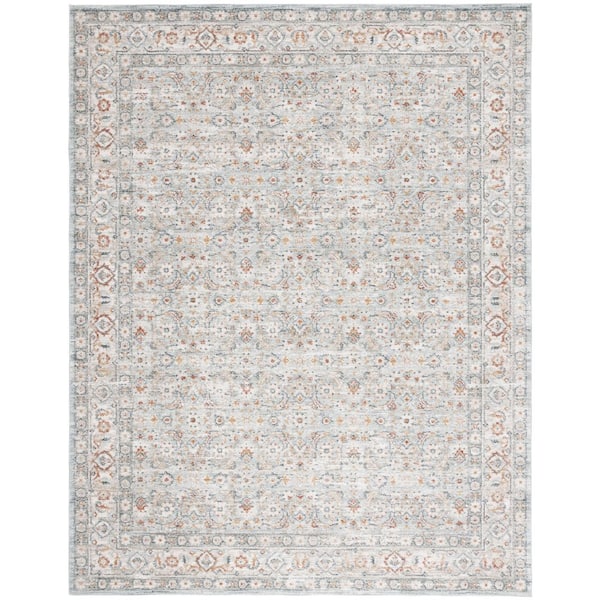 SAFAVIEH Avalon 9 ft. x 12 ft. Light Blue/Ivory Ornate Distressed Floral Area Rug