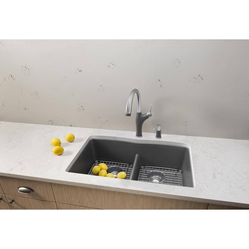 Cinder Stone Double Bowl Undermount Kitchen Sink