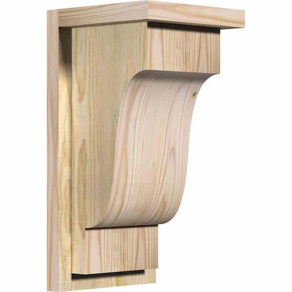 Ekena Millwork 8 in. x 8 in. x 16 in. Douglas Fir Newport Rough Sawn Corbel with Backplate