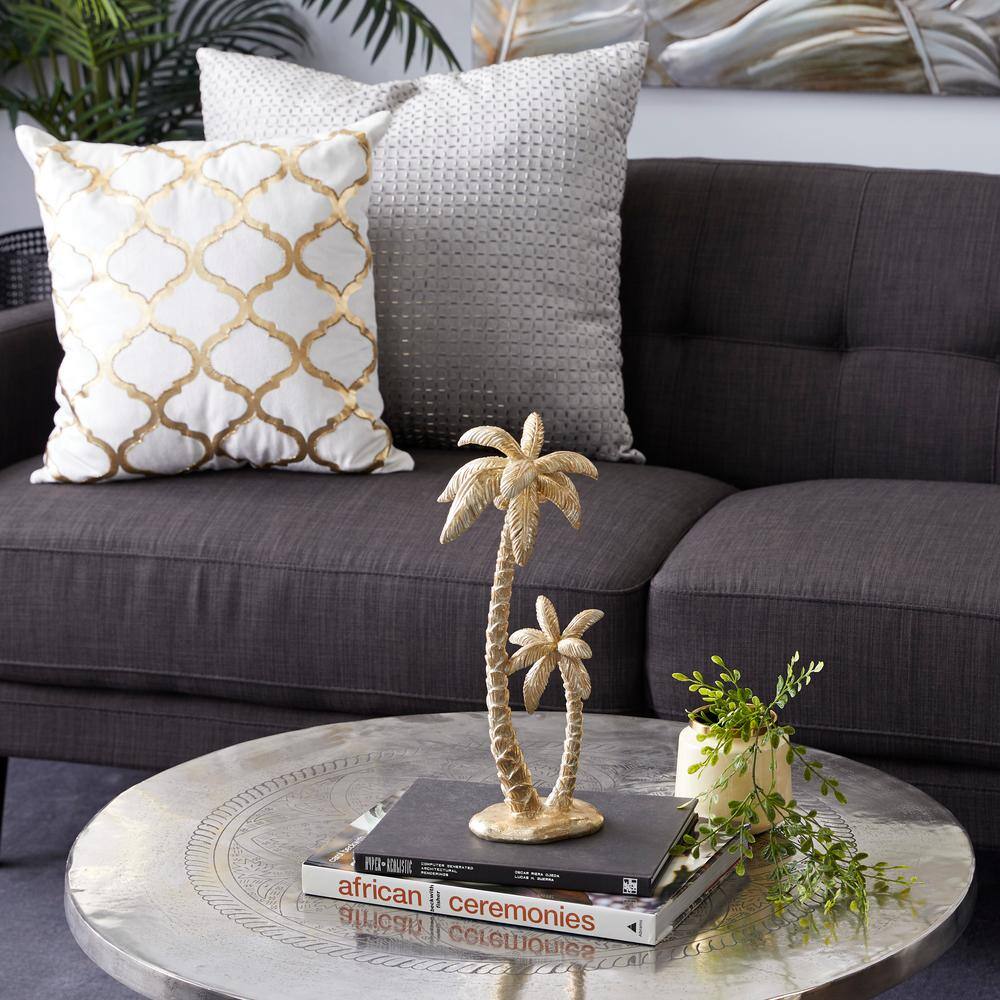 Gold Resin Palm Tree Novelty Sculpture, 7" x 16"