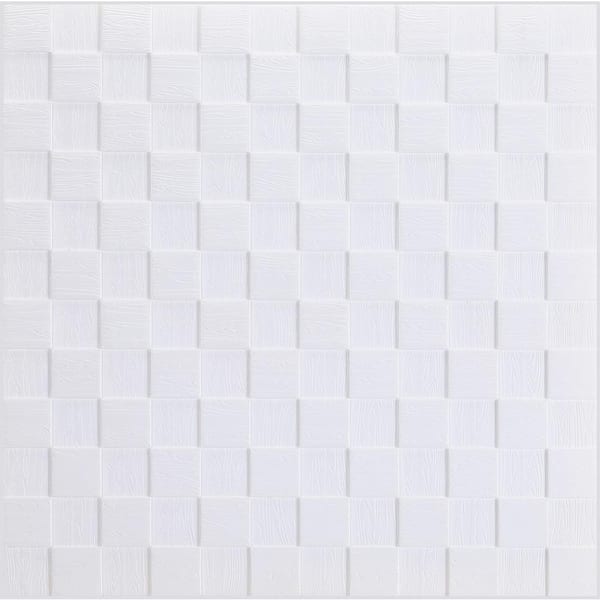 Falkirk Jura II 1/3 in. 28 in. x 28 in. Peel and Stick Off White Cubes PE Foam Decorative Wall Paneling