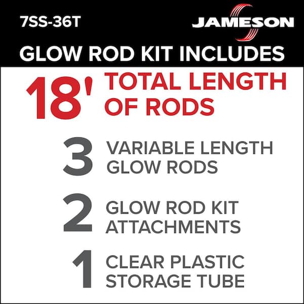 Jameson 7SS-36T Fiberglass Glow Rod Kit, 18