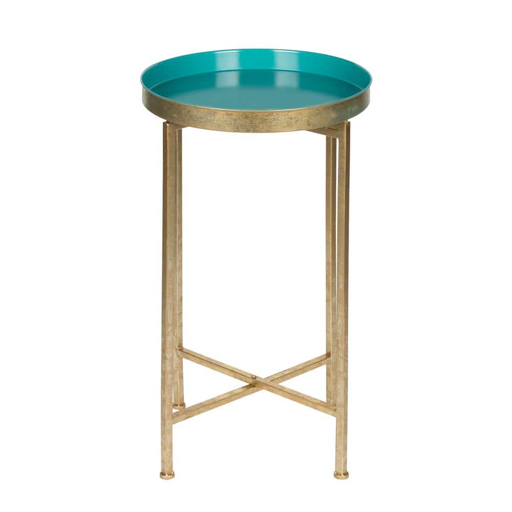 Celia 14.00 in. Gold Round Metal End Table