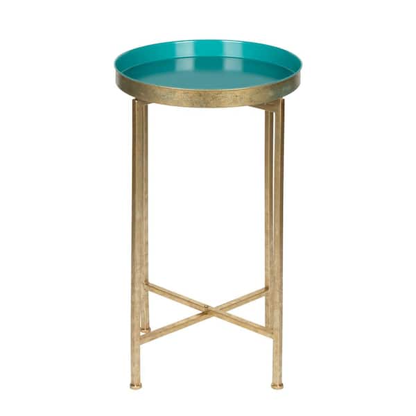 Kate and Laurel Celia 14.00 in. Gold Round Metal End Table