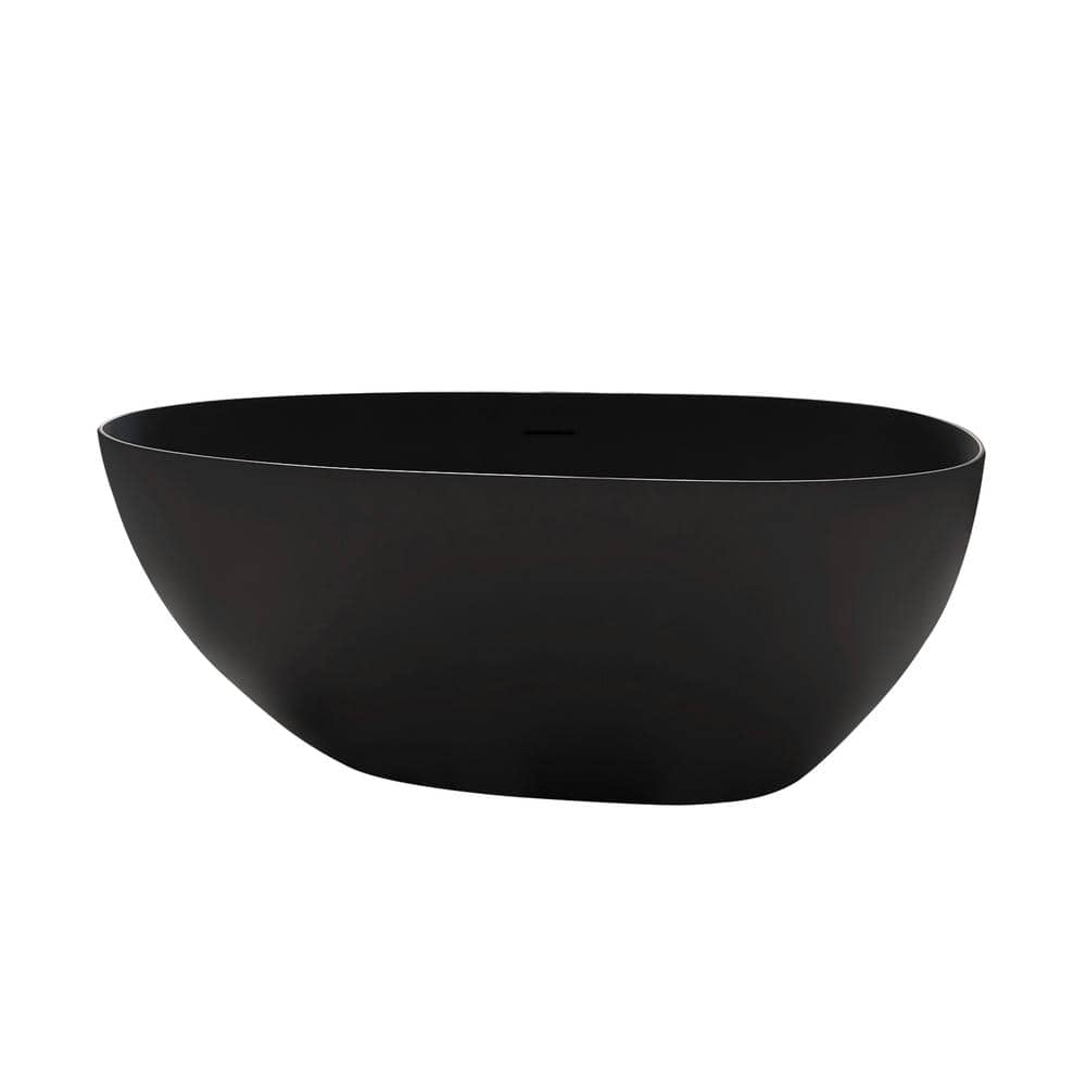 59 in. x 31 in. Soaking Bathtub with Center Drain in Matte Black