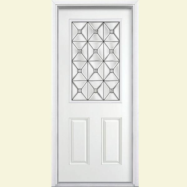 Masonite St Pauls Half Lite Painted Smooth Fiberglass Prehung Front Door with Brickmold-DISCONTINUED
