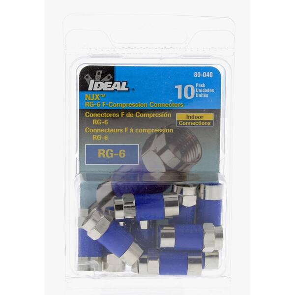 Ideal RG6 F NJX Compression Connector, Blue (Standard Package, 3 Packs of 10)