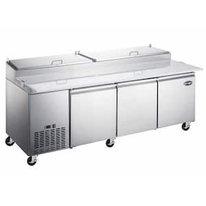 92 in. W 24.2 cu. ft. Commercial Pizza Prep Table Refrigerator Cooler in Stainless Steel