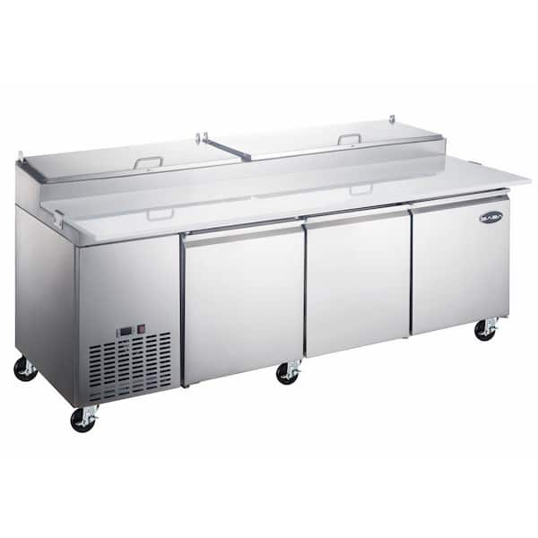 SABA 92 in. W 24.2 cu. ft. Commercial Pizza Prep Table Refrigerator Cooler in Stainless Steel