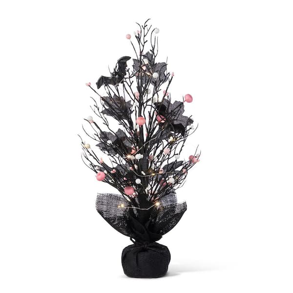 20 in. H Lighted Pink Halloween Berries Table Tree