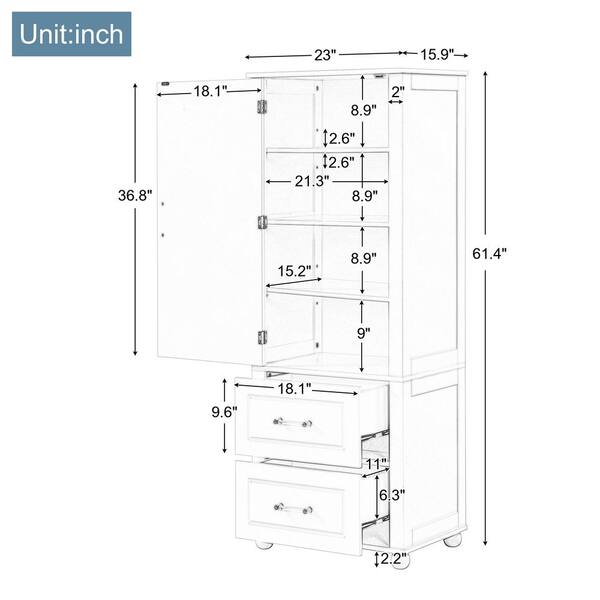 FAMYYT 20 in. W x 13 in. D x 68 in. H White Linen Cabinet Freestanding  Storage Cabinet with Drawers and Adjustable Shelf XJ-L2730-L - The Home  Depot