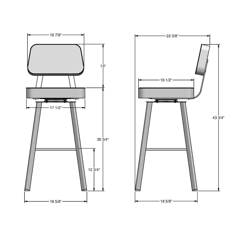Amisco Clarkson Pale Gray Upholstered Swivel Bar Stool with Dark Brown Metal Base