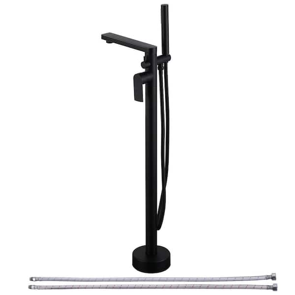 Single-Handle Freestanding Tub Faucet with Handheld Shower in Matte Black
