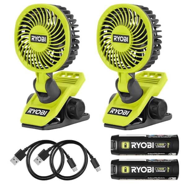 USB Lithium Clamp Fan Kit (2-Pack) w/ (2) 2.0Ah Batteries & Charging Cables