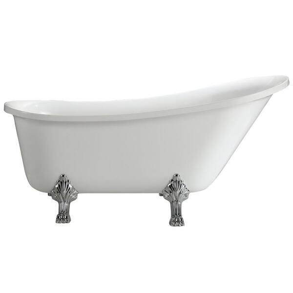 ROSWELL Jacqueline 5.2 ft. Acrylic Clawfoot Non-Whirlpool Bathtub in White