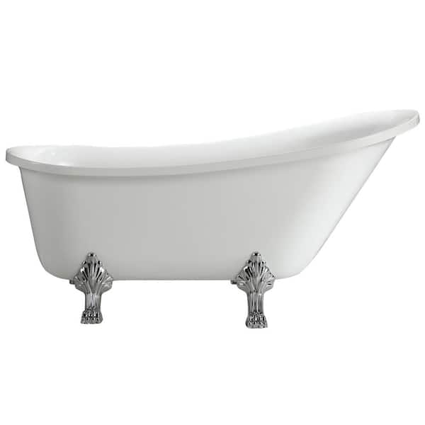 ROSWELL Jacqueline 5.7 ft. Acrylic Clawfoot Non-Whirlpool Bathtub in White