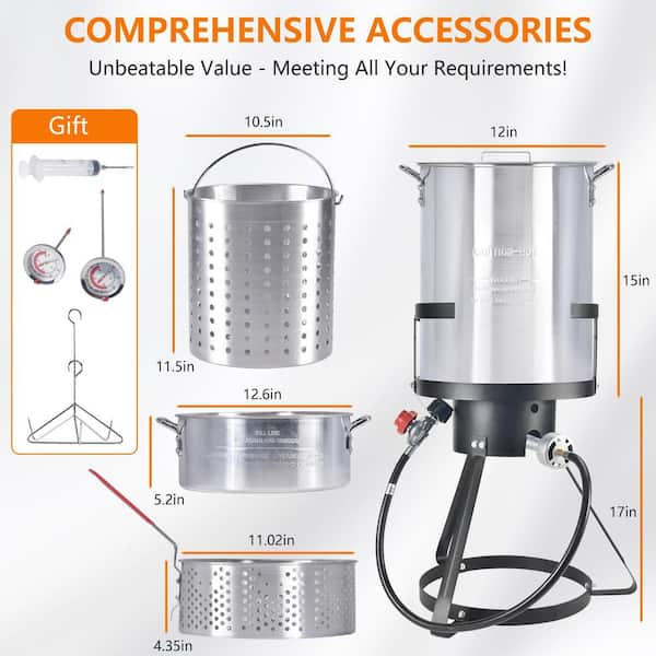 Backyard Pro All Stainless Steel 30 Quart Turkey Fryer Kit / Steamer Kit