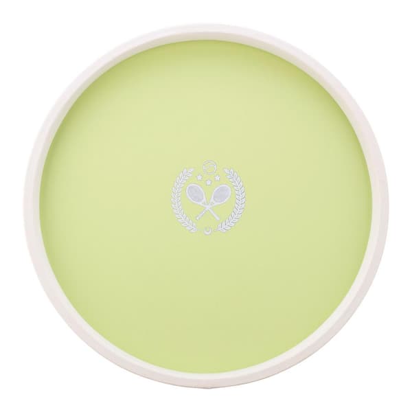 Kraftware PASTIMES Tennis 14 in. W x 1.3 in. H x 14 in. D Round Light Green Leatherette Serving Tray