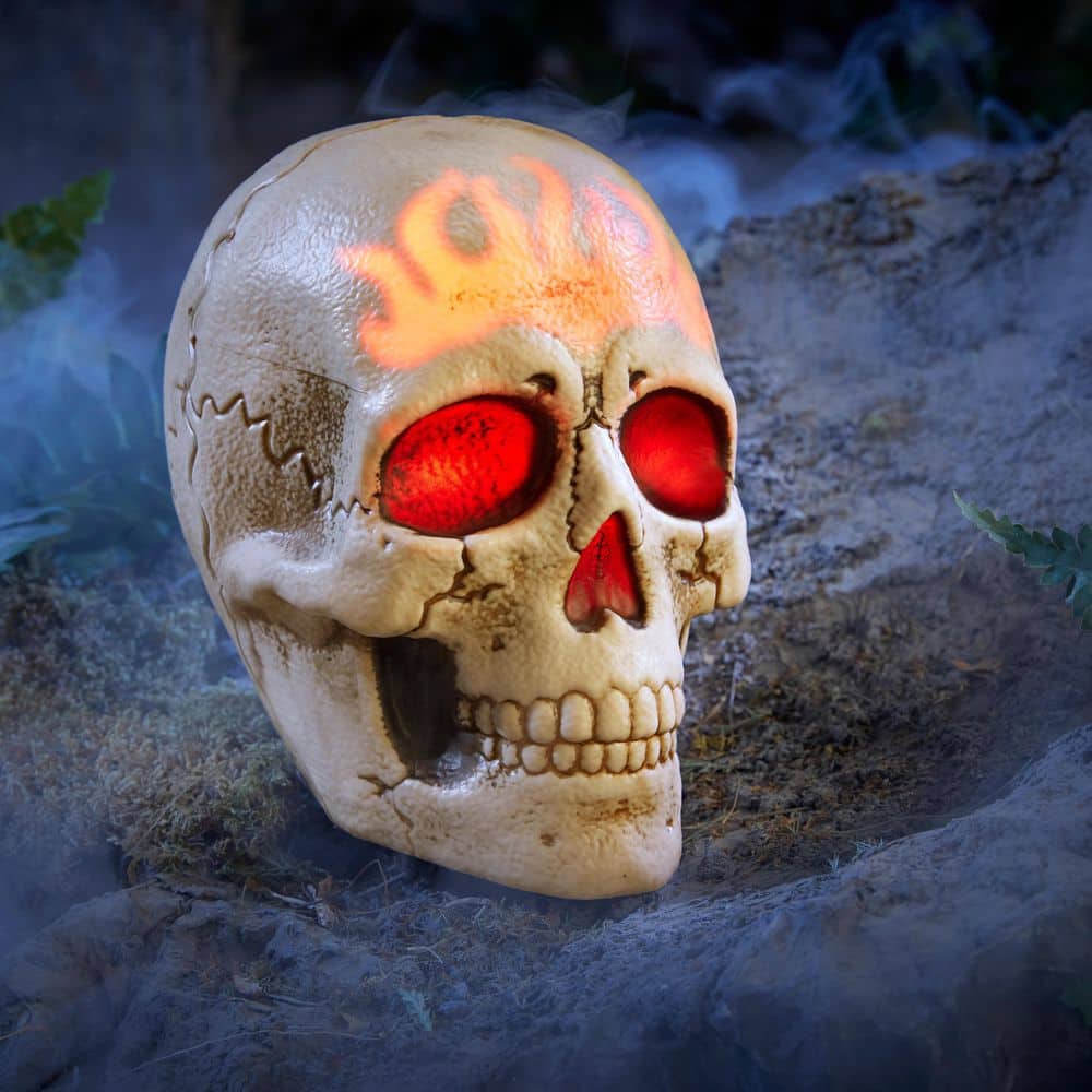 Home Accents Holiday 8-inch Halloween Classics Battery LED Skull