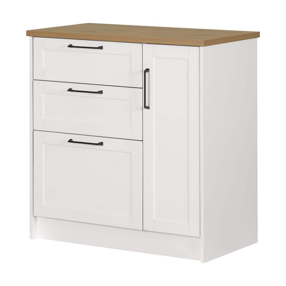 South Shore Toscano White and Maple Nutmeg Melamine 35.75 in. Kitchen Island