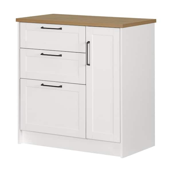 South Shore Toscano White and Maple Nutmeg Melamine 35.75 in. Kitchen ...