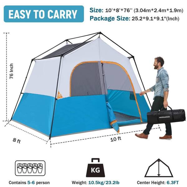 テント・タープ NEAR ZEUS Zeus & Ruta 8 ft. x 10 ft. Sky Blue Stainless Steel Pole Camping