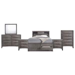 Madison 6-Piece Gray King Storage Bedroom Set