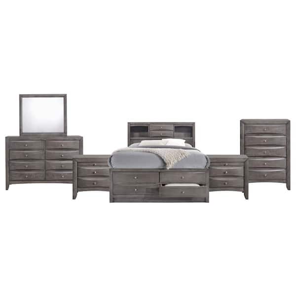 Picket House Furnishings Madison 6-Piece Gray King Storage Bedroom Set