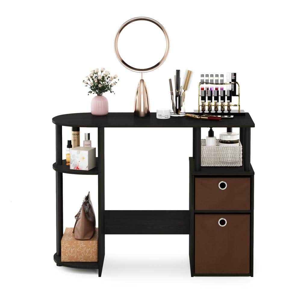 Espresso Composite Wood Study Desk with Drawer and Shelves
