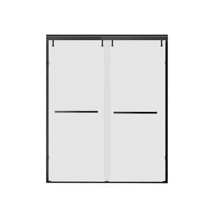 44 in. - 48 in. W x 76 in. H Semi-Frameless Double Sliding Shower Door 5/16 in. (8 mm) Clear Tempered Glass, Matte Black