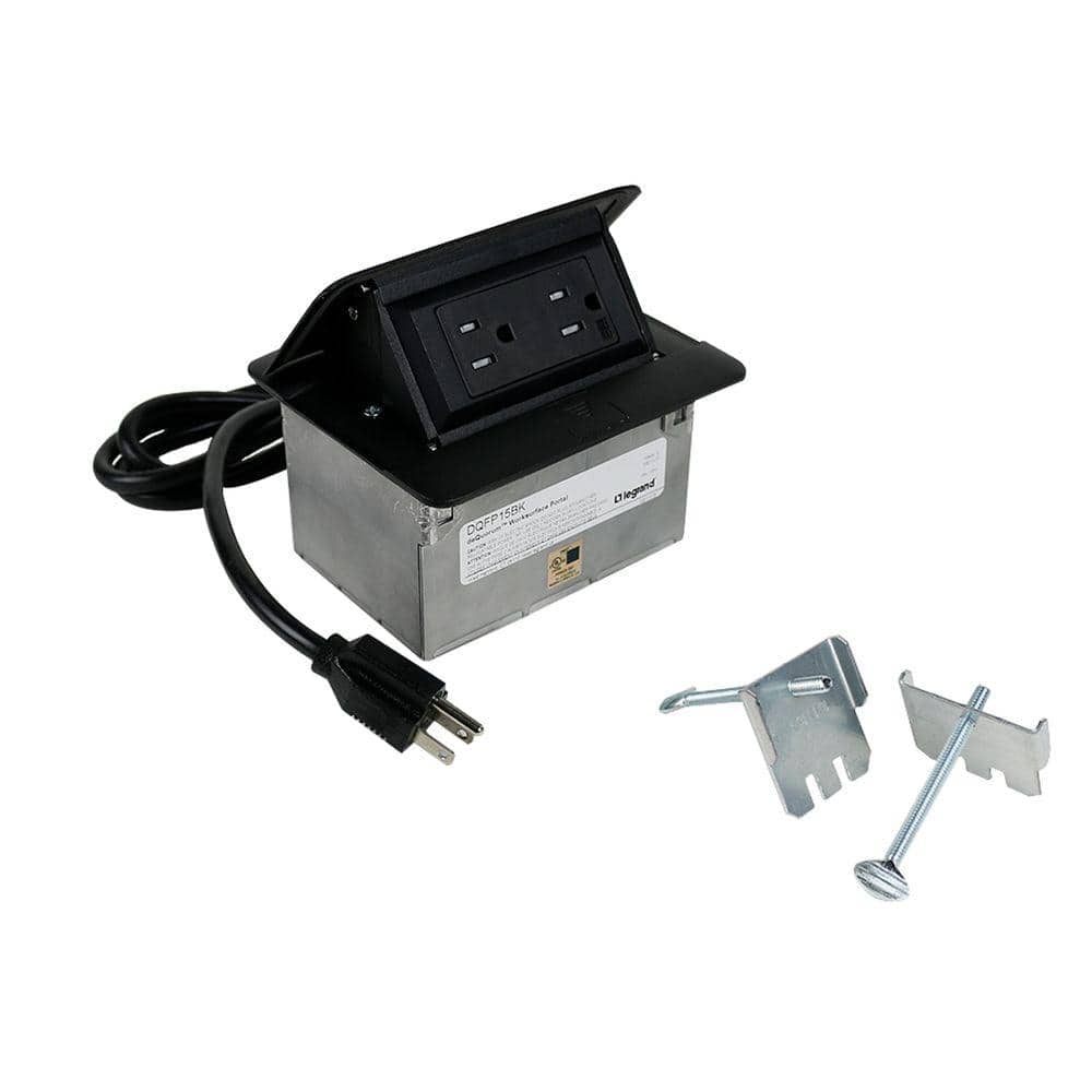 deQuorum Pop Up Countertop Box with 15 Amp Tamper Resistant Receptacle and 6 ft. Cord, Black price history on PriceWatchPro