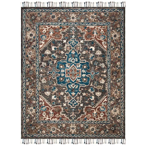 Aspen 10 ft. x 14 ft. Charcoal/Light Brown Oriental Area Rug