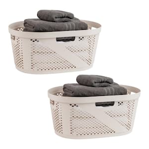 Ivory 10.5 in. H x 14.5 in. W x 23 in. L Plastic 60L Slim Ventilated Rectangle Laundry Basket (Set of 2)