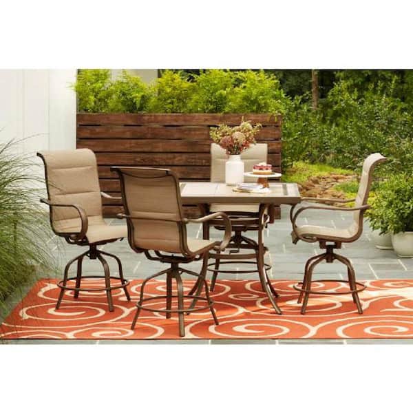 Home Decorators Collection Sun Valley 5-Piece Aluminum Outdoor Patio Bar Height Dining Set in Sunbrella Sling